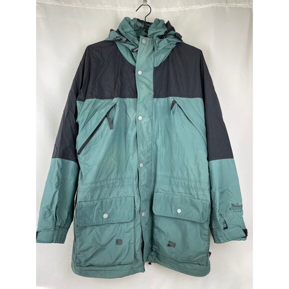 Vintage Woolrich Jacket Hydromax 2100 Windbreaker Hooded Green Black Mens Size L - Picture 2 of 12